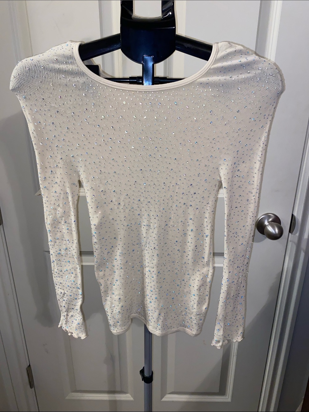 NWOT FP INTIMATELY M/L NIGHT SKY CREAM JEWELED SHEER LONG SLEEVE